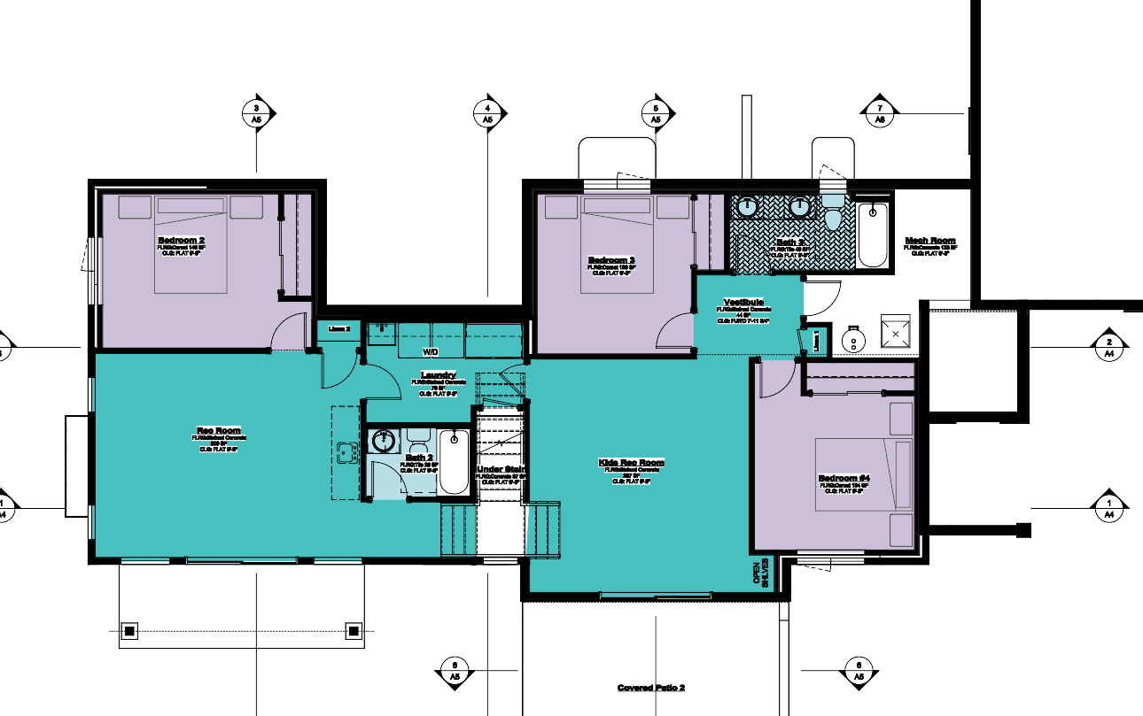 Finished walkout basement floor plan of a 3,277 square foot Craftsman ranch custom home in the Colorado Springs area, showing three bedrooms, two bathrooms, a rec room, and a kids' rec room.