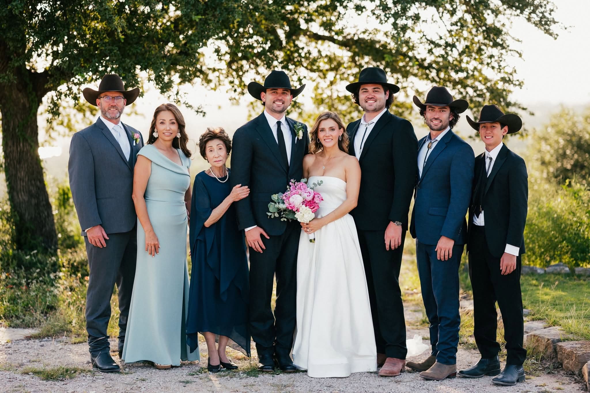 The Stauffer family gathered at a family wedding